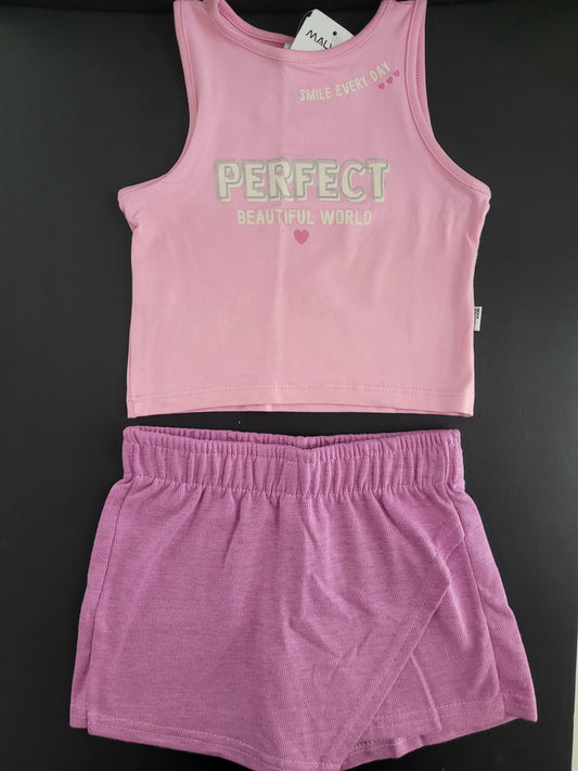 Conjunto blusa e shorts saia