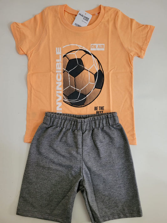 Conjunto camiseta e bermuda laranja claro Malwee